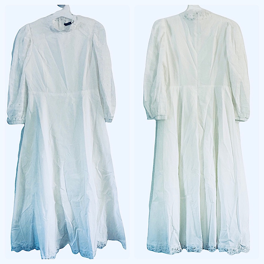 SHEIN White Lace Mock Neck Long Sleeve Maxi Dress